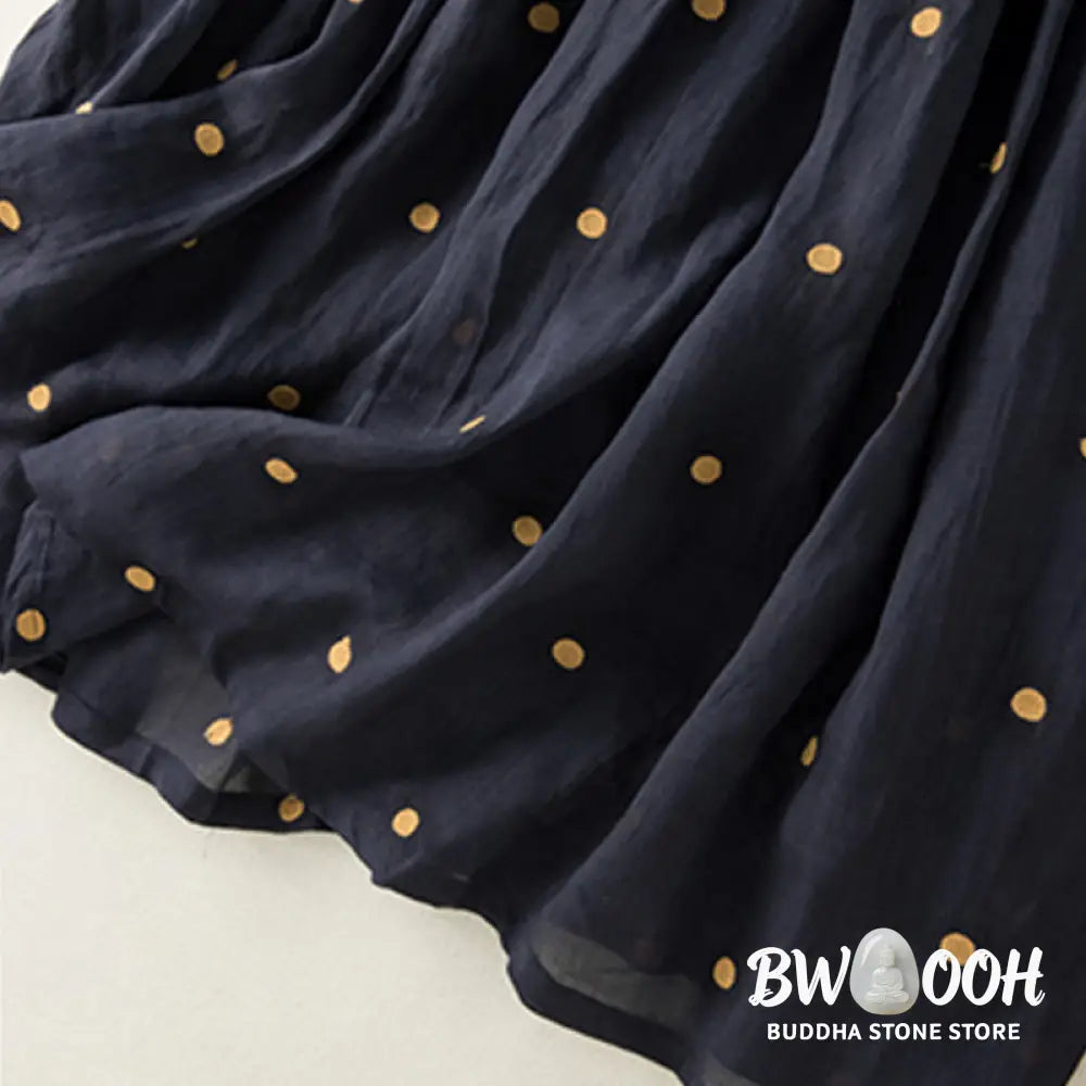 Buddha Stones Artistic Vintage Dot Pattern Women’s Pleated Skirt - Skirt