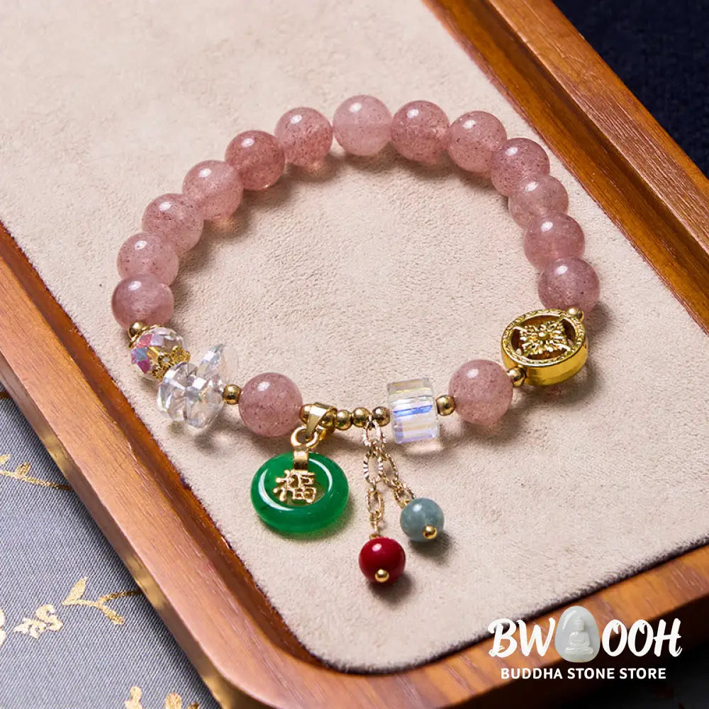 Buddha Stones Attracting Love and Protection Pink Bracelet Bangle Bundle - Bundle