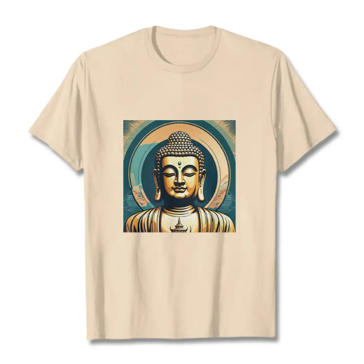 Buddha Stones Aura Golden Buddha Tee T-shirt - Bisque / S - T-Shirts