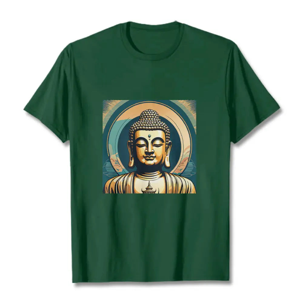 Buddha Stones Aura Golden Buddha Tee T-shirt - ForestGreen / S - T-Shirts