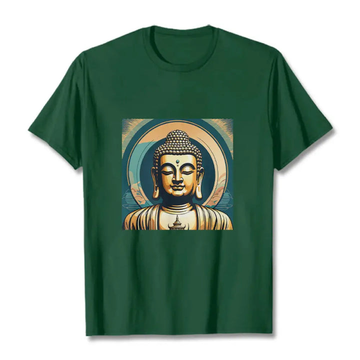 Buddha Stones Aura Golden Buddha Tee T-shirt - ForestGreen / S - T-Shirts