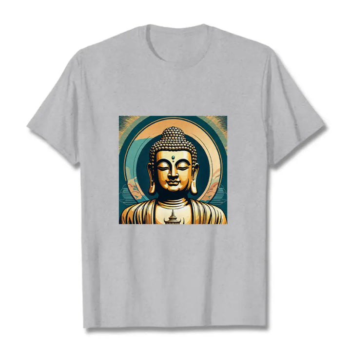 Buddha Stones Aura Golden Buddha Tee T-shirt - LightGrey / S - T-Shirts