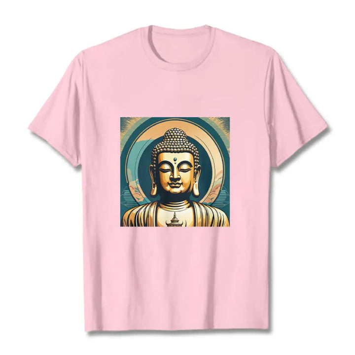 Buddha Stones Aura Golden Buddha Tee T-shirt - LightPink / S - T-Shirts