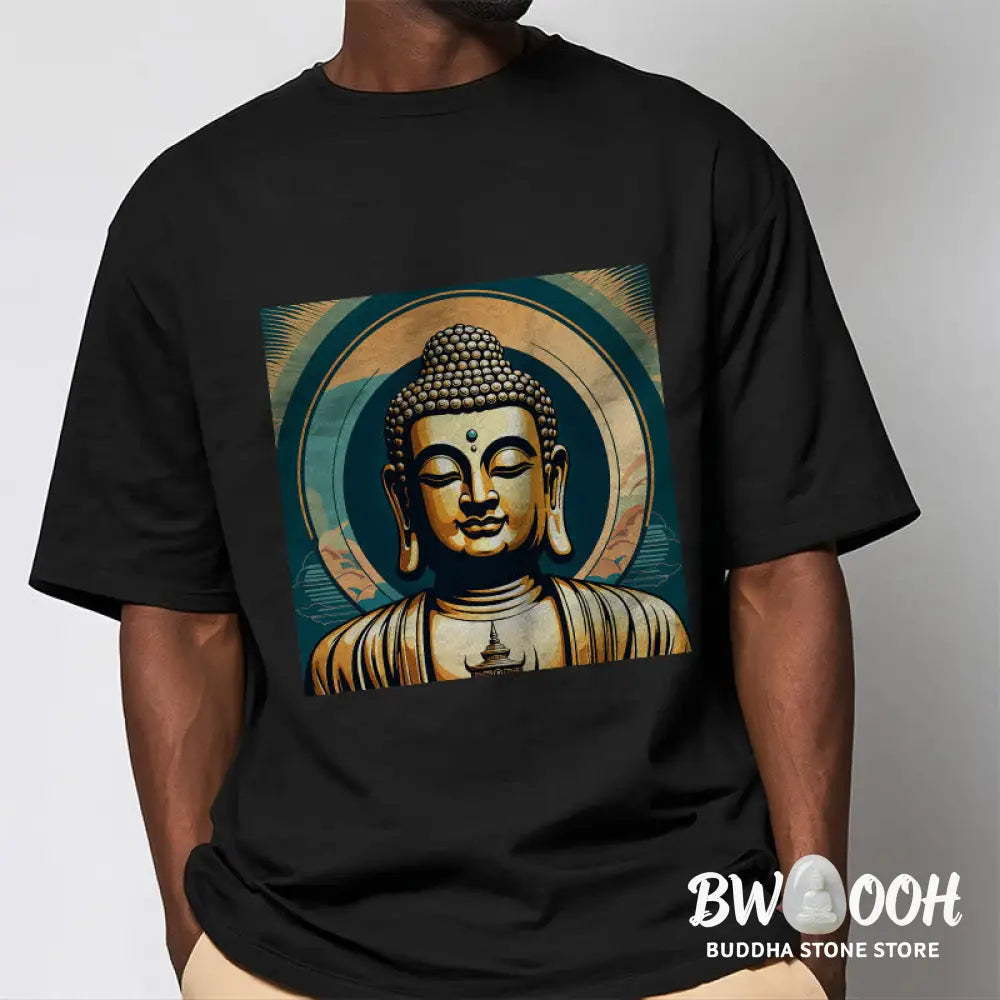 Buddha Stones Aura Golden Buddha Tee T-shirt - T-Shirts