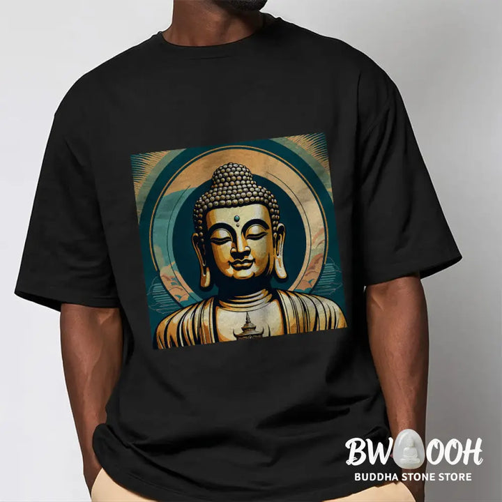 Buddha Stones Aura Golden Buddha Tee T-shirt - T-Shirts