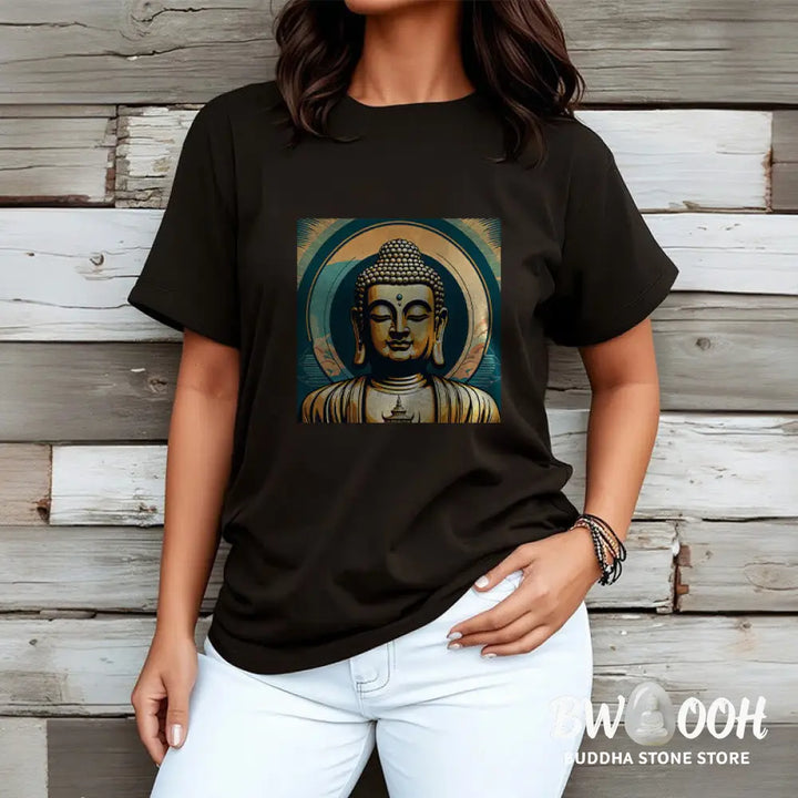 Buddha Stones Aura Golden Buddha Tee T-shirt - T-Shirts