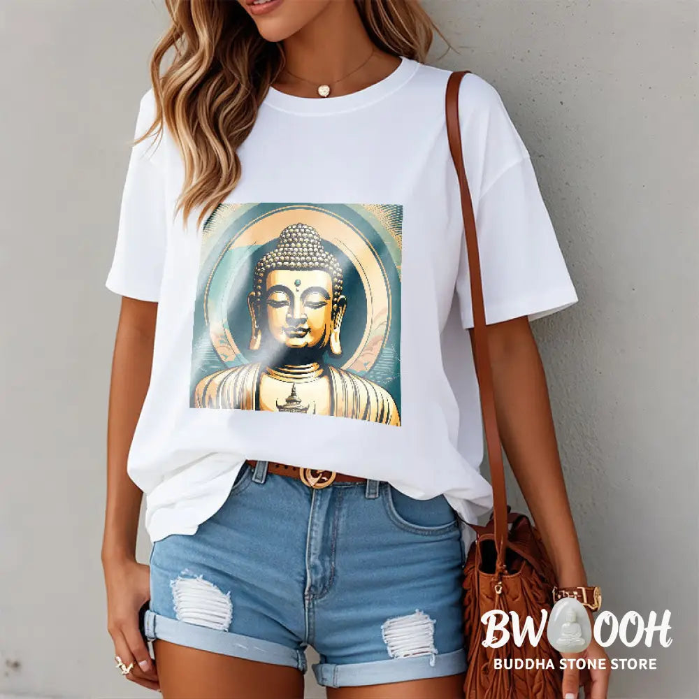 Buddha Stones Aura Golden Buddha Tee T-shirt - T-Shirts