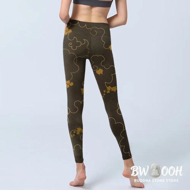 BWOOOH printed yoga leggings - Auspicious Cloud Maple Leaf Pattern Prin