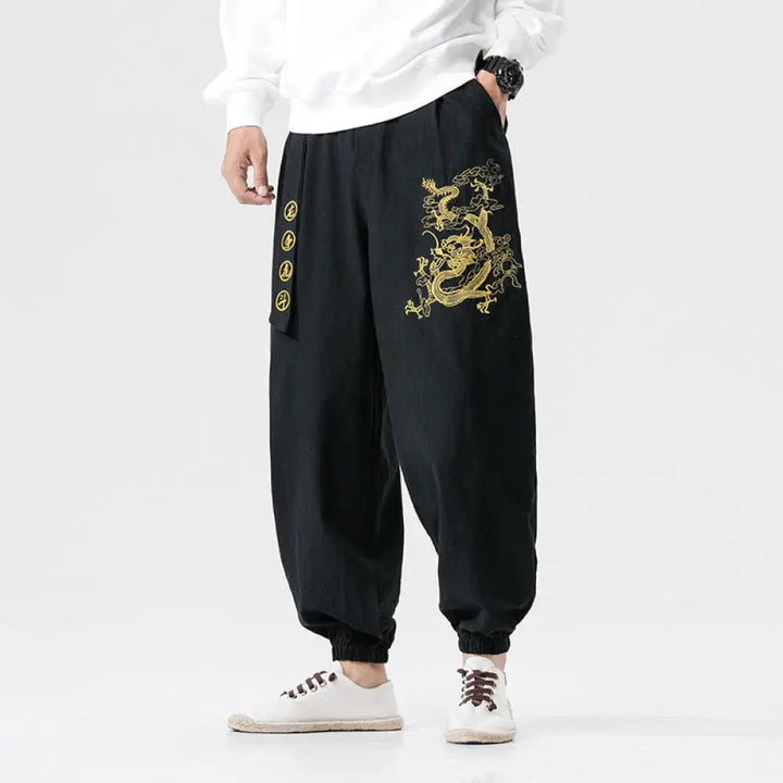 BWOOOH printed yoga pants - Auspicious Clouds Dragon Cotton Men&