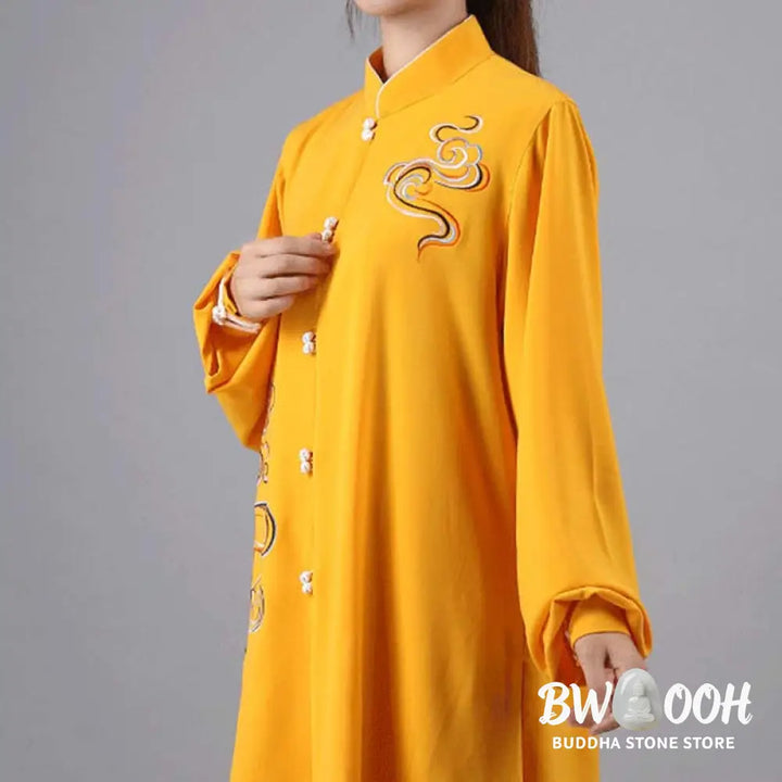 Buddha Stones Auspicious Clouds Embroidery Meditation Prayer Spiritual Zen Tai Chi Qigong Practice Unisex Clothing Set