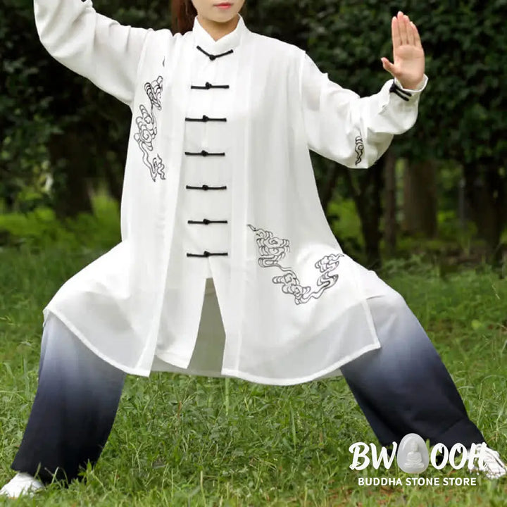 Buddha Stones Auspicious Clouds Gradient Meditation Prayer Spiritual Zen Tai Chi Qigong Practice Women’s Clothing Set