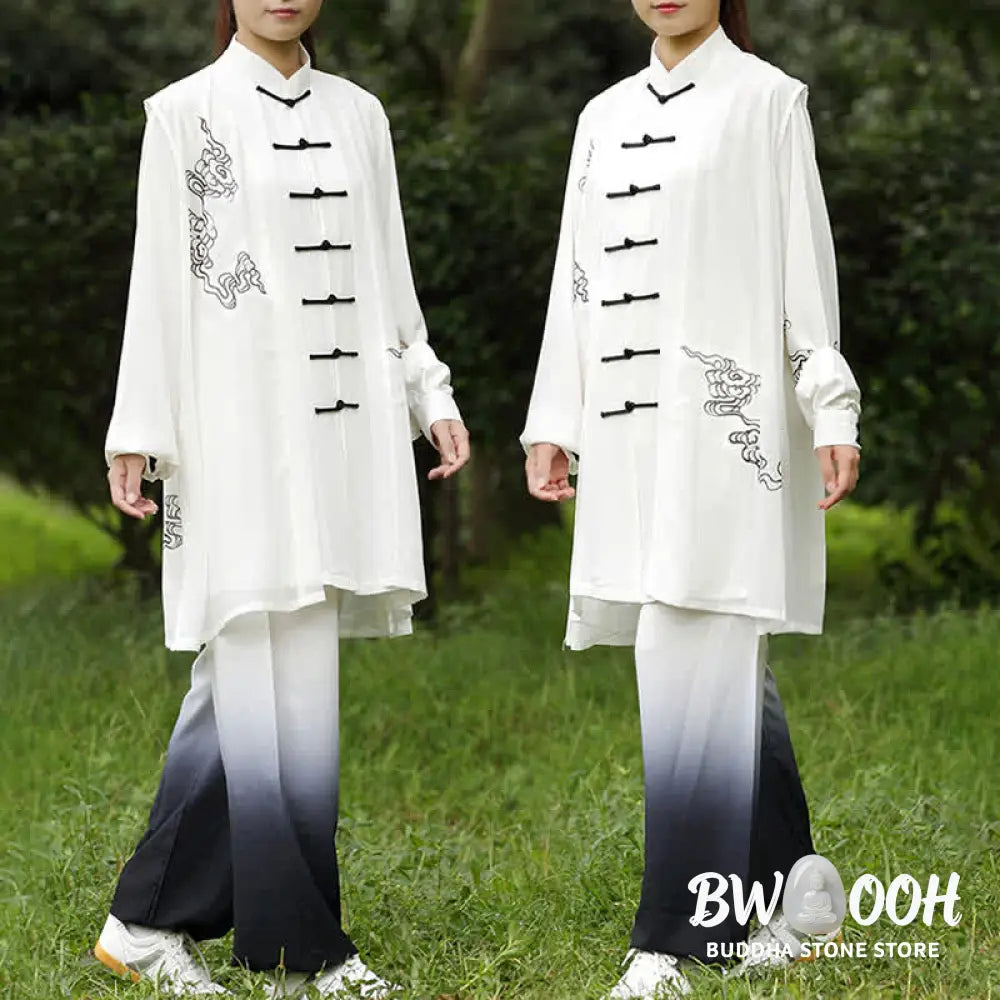 Buddha Stones Auspicious Clouds Gradient Meditation Prayer Spiritual Zen Tai Chi Qigong Practice Women’s Clothing Set