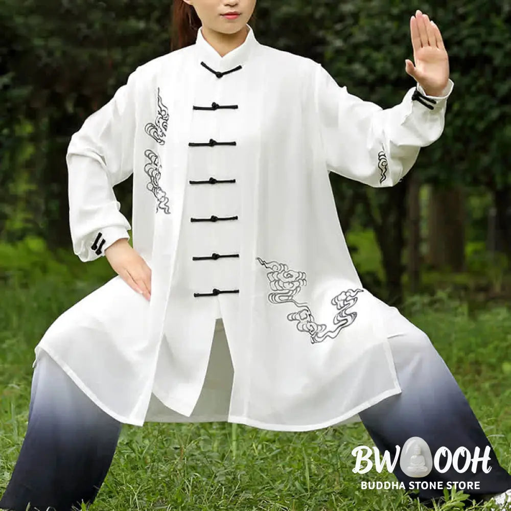 Buddha Stones Auspicious Clouds Gradient Meditation Prayer Spiritual Zen Tai Chi Qigong Practice Women’s Clothing Set