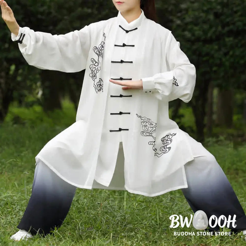 Buddha Stones Auspicious Clouds Gradient Meditation Prayer Spiritual Zen Tai Chi Qigong Practice Women’s Clothing Set