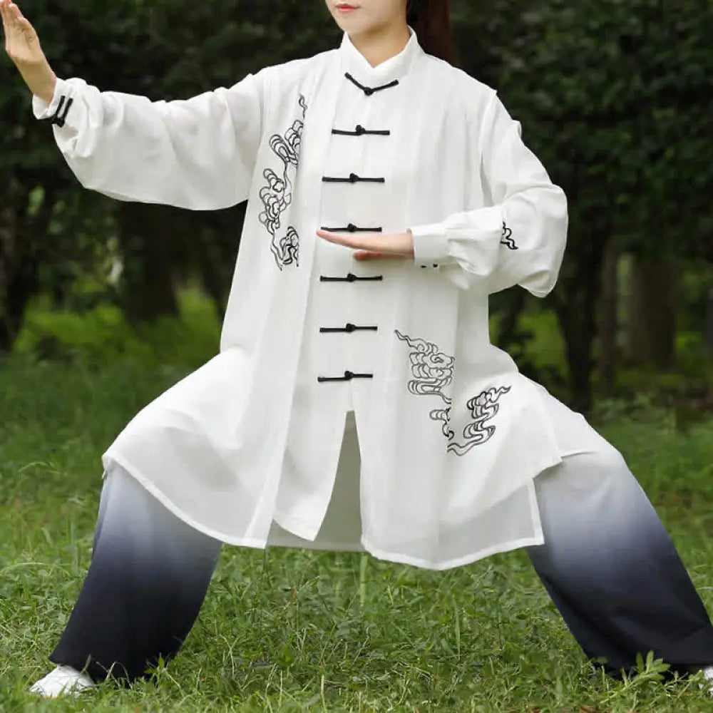 Buddha Stones Auspicious Clouds Gradient Meditation Prayer Spiritual Zen Tai Chi Qigong Practice Women’s Clothing Set