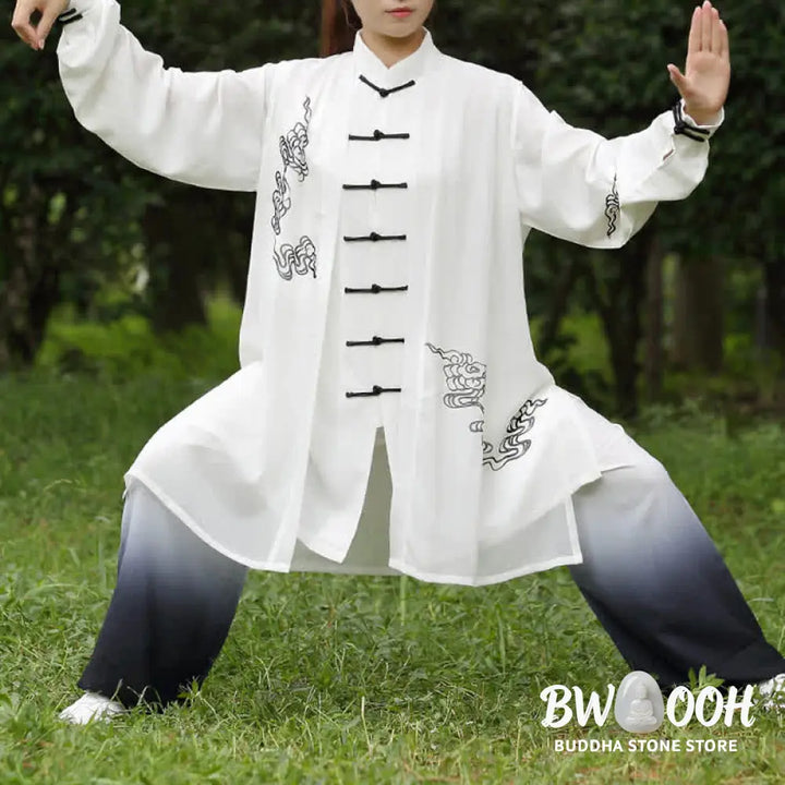 Buddha Stones Auspicious Clouds Gradient Meditation Prayer Spiritual Zen Tai Chi Qigong Practice Women’s Clothing Set