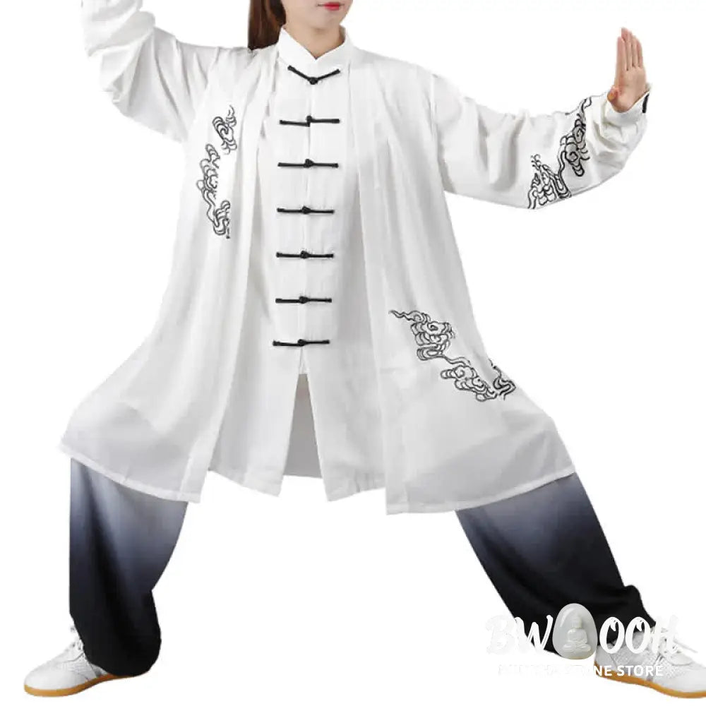 Buddha Stones Auspicious Clouds Gradient Meditation Prayer Spiritual Zen Tai Chi Qigong Practice Women’s Clothing Set