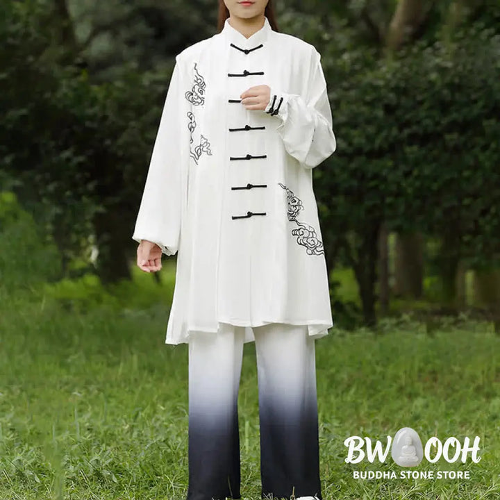Buddha Stones Auspicious Clouds Gradient Meditation Prayer Spiritual Zen Tai Chi Qigong Practice Women’s Clothing Set
