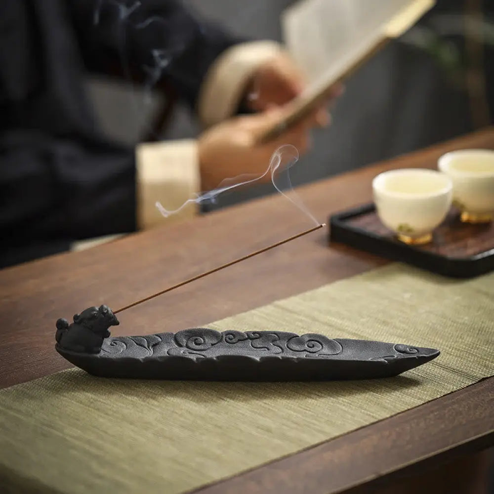 BWOOOH ceramic incense burner - Auspicious Clouds Pixiu Healing Cer