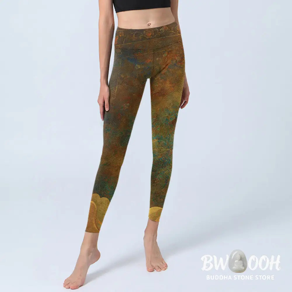 BWOOOH printed yoga leggings - Auspicious Clouds Print Lycra Fabric Fit