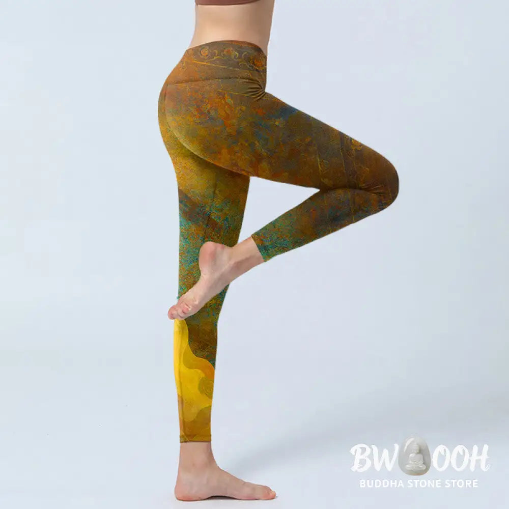 BWOOOH printed yoga leggings - Auspicious Clouds Print Lycra Fabric Fit