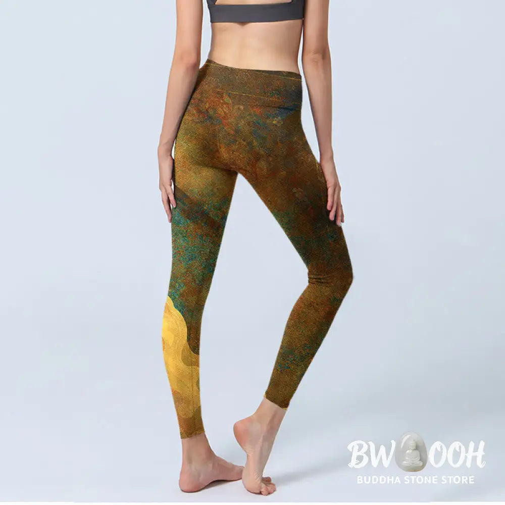 BWOOOH printed yoga leggings - Auspicious Clouds Print Lycra Fabric Fit
