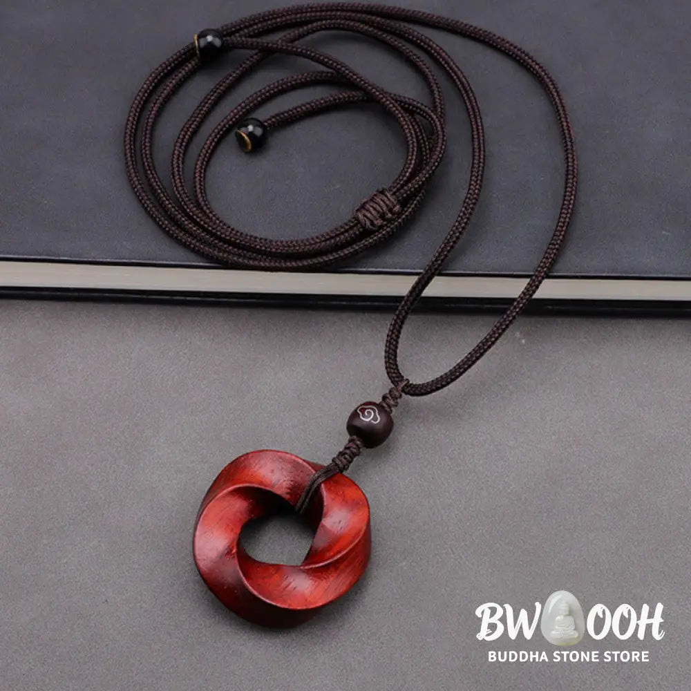 Buddha Stones Auspicious Clouds Relaxation Necklace Pendant - BWOOOH - Small Leaf Red Sandalwood Lotus(Without Chain)