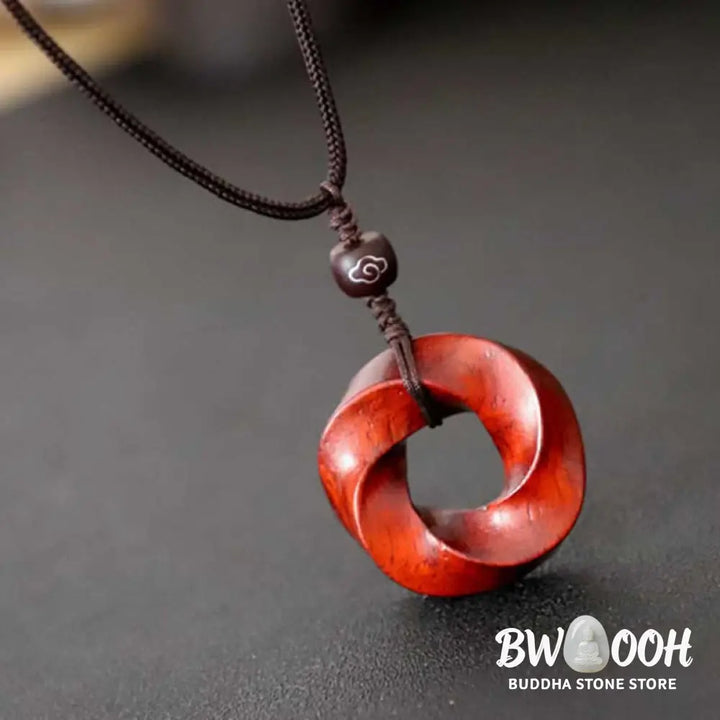 Buddha Stones Auspicious Clouds Relaxation Necklace Pendant - BWOOOH - Small Leaf Red Sandalwood Lotus(Without Chain)