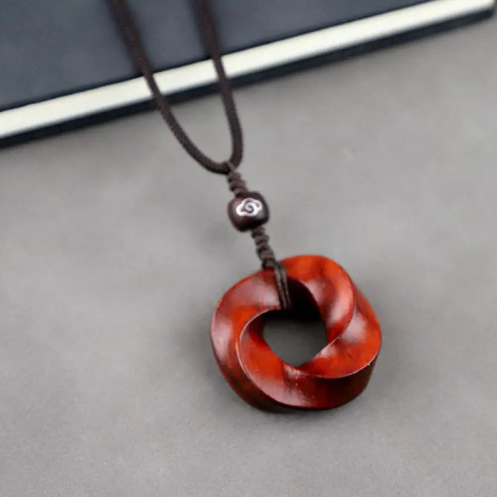 Buddha Stones Auspicious Clouds Relaxation Necklace Pendant - BWOOOH - Small Leaf Red Sandalwood Lotus(Without Chain)