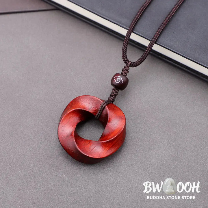 Buddha Stones Auspicious Clouds Relaxation Necklace Pendant - BWOOOH - Small Leaf Red Sandalwood Lotus(Without Chain)