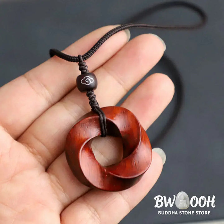 Buddha Stones Auspicious Clouds Relaxation Necklace Pendant - BWOOOH - Small Leaf Red Sandalwood Lotus(Without Chain)