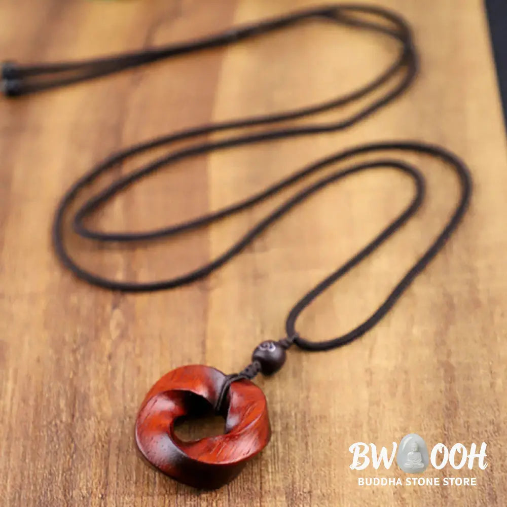 Buddha Stones Auspicious Clouds Relaxation Necklace Pendant - BWOOOH - Small Leaf Red Sandalwood Lotus(Without Chain)