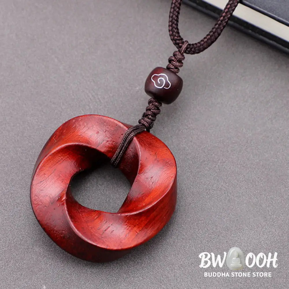 Buddha Stones Auspicious Clouds Relaxation Necklace Pendant - BWOOOH - Small Leaf Red Sandalwood Lotus(Without Chain)