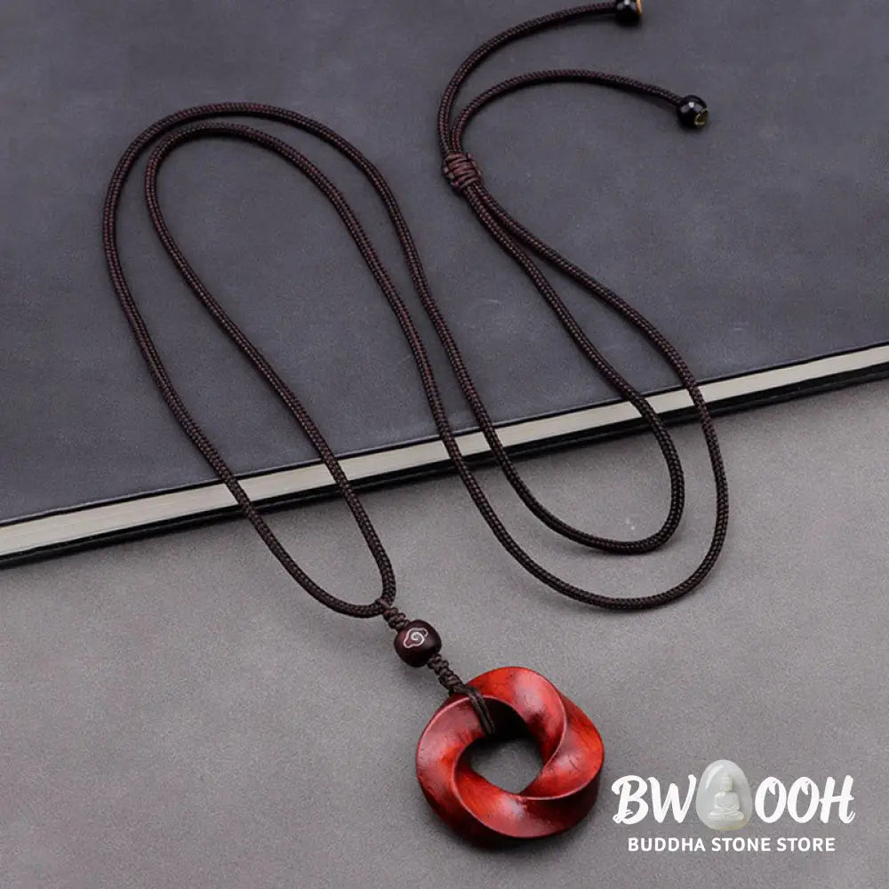 Buddha Stones Auspicious Clouds Relaxation Necklace Pendant - BWOOOH - Small Leaf Red Sandalwood Lotus(Without Chain)
