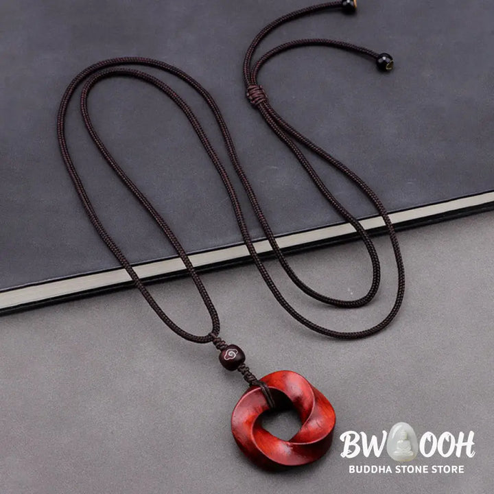 Buddha Stones Auspicious Clouds Relaxation Necklace Pendant - BWOOOH - Small Leaf Red Sandalwood Lotus(Without Chain)