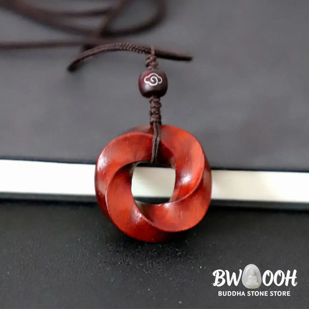 Buddha Stones Auspicious Clouds Relaxation Necklace Pendant - BWOOOH - Small Leaf Red Sandalwood Lotus(Without Chain)