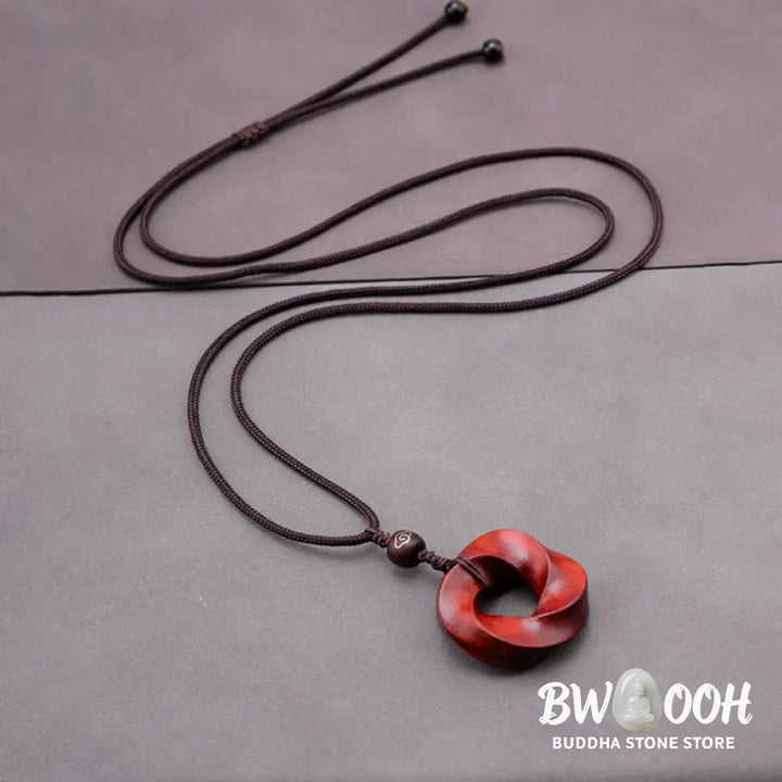 Buddha Stones Auspicious Clouds Relaxation Necklace Pendant - BWOOOH - Small Leaf Red Sandalwood Lotus(Without Chain)