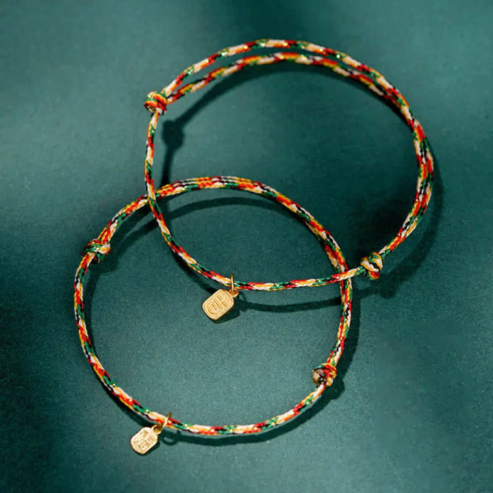 BWOOOH Auspicious Fu Character Peace And Joy Luck Handmade Multicolored Child Adult Bra | spiritual healing bracelet