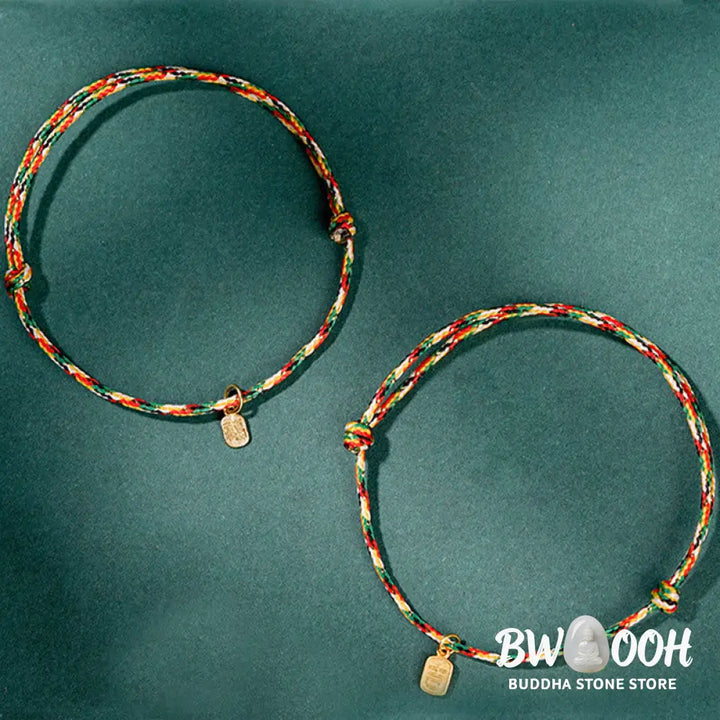 BWOOOH Auspicious Fu Character Peace And Joy Luck Handmade Multicolored Child Adult Bra | spiritual healing bracelet