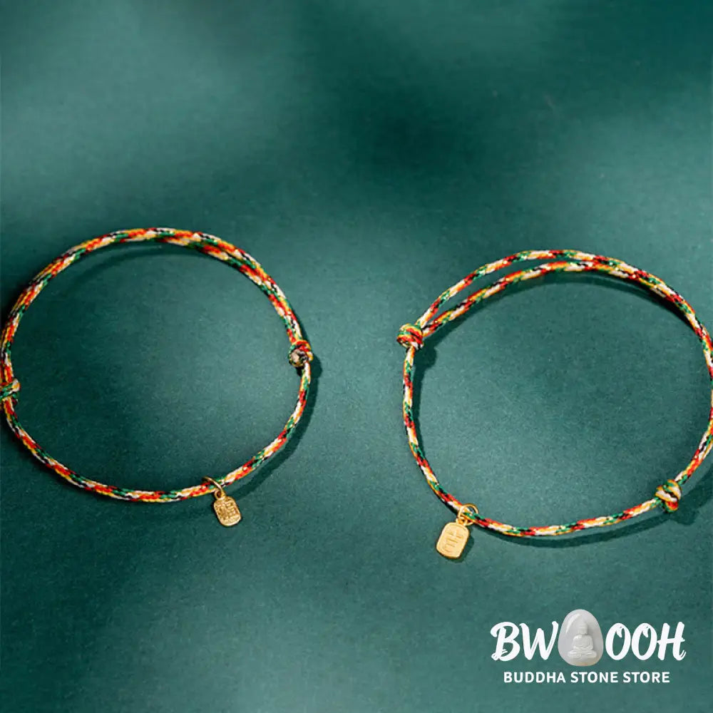 BWOOOH Auspicious Fu Character Peace And Joy Luck Handmade Multicolored Child Adult Bra | spiritual healing bracelet