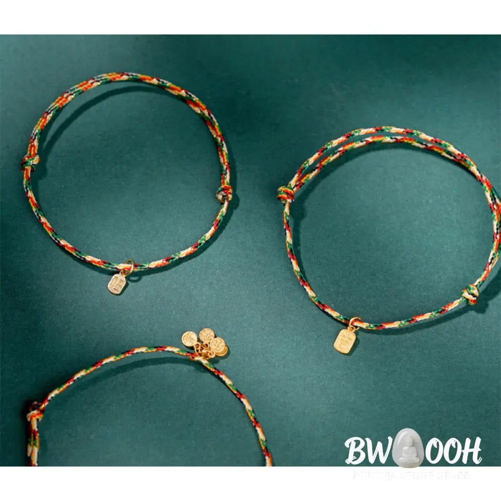BWOOOH Auspicious Fu Character Peace And Joy Luck Handmade Multicolored Child Adult Bra | spiritual healing bracelet