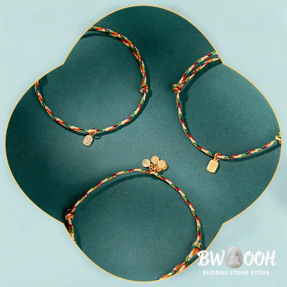 BWOOOH Auspicious Fu Character Peace And Joy Luck Handmade Multicolored Child Adult Bra | spiritual healing bracelet