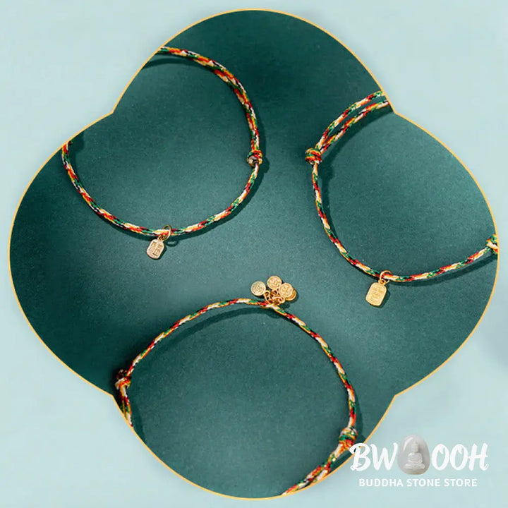 BWOOOH Auspicious Fu Character Peace And Joy Luck Handmade Multicolored Child Adult Bra | spiritual healing bracelet