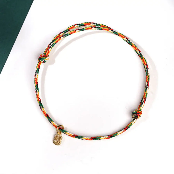 BWOOOH Auspicious Fu Character Peace And Joy Luck Handmade Multicolored Child Adult Bracelet - Fu Character