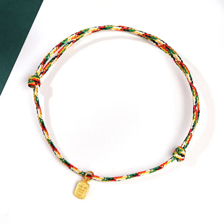 BWOOOH Auspicious Fu Character Peace And Joy Luck Handmade Multicolored Child Adult Bracelet - Auspicious