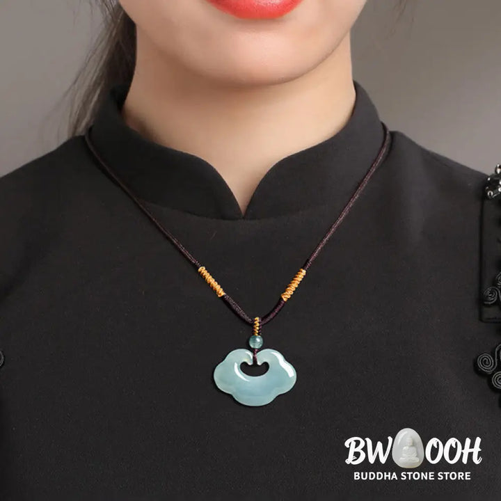 Buddha Stones Auspicious Ruyi Jade Luck Necklace String Pendant - BWOOOH - Jade - Necklaces &amp; Pendants