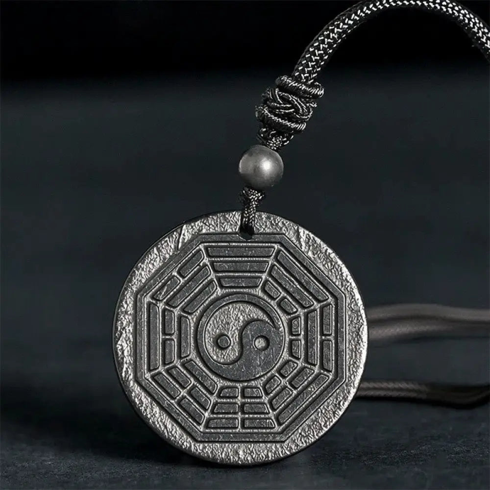 Buddha Stones Authentic Shungite Stone Yin Yang Bagua Protection Necklace Pendant - BWOOOH - Shungite Stone(Protection