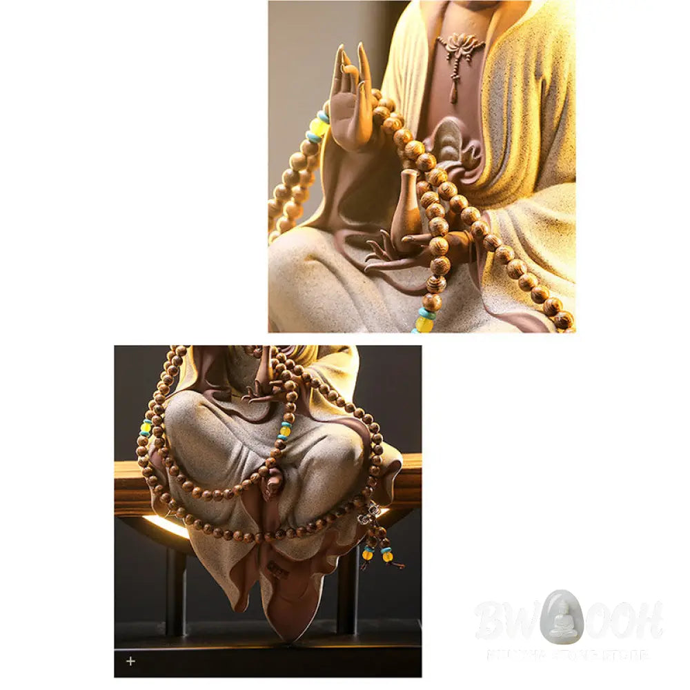 BWOOOH Buddha Avalokitesvara Ceramic Lotus Relaxation Incense Burner Decoration - Decorations Incense Burner