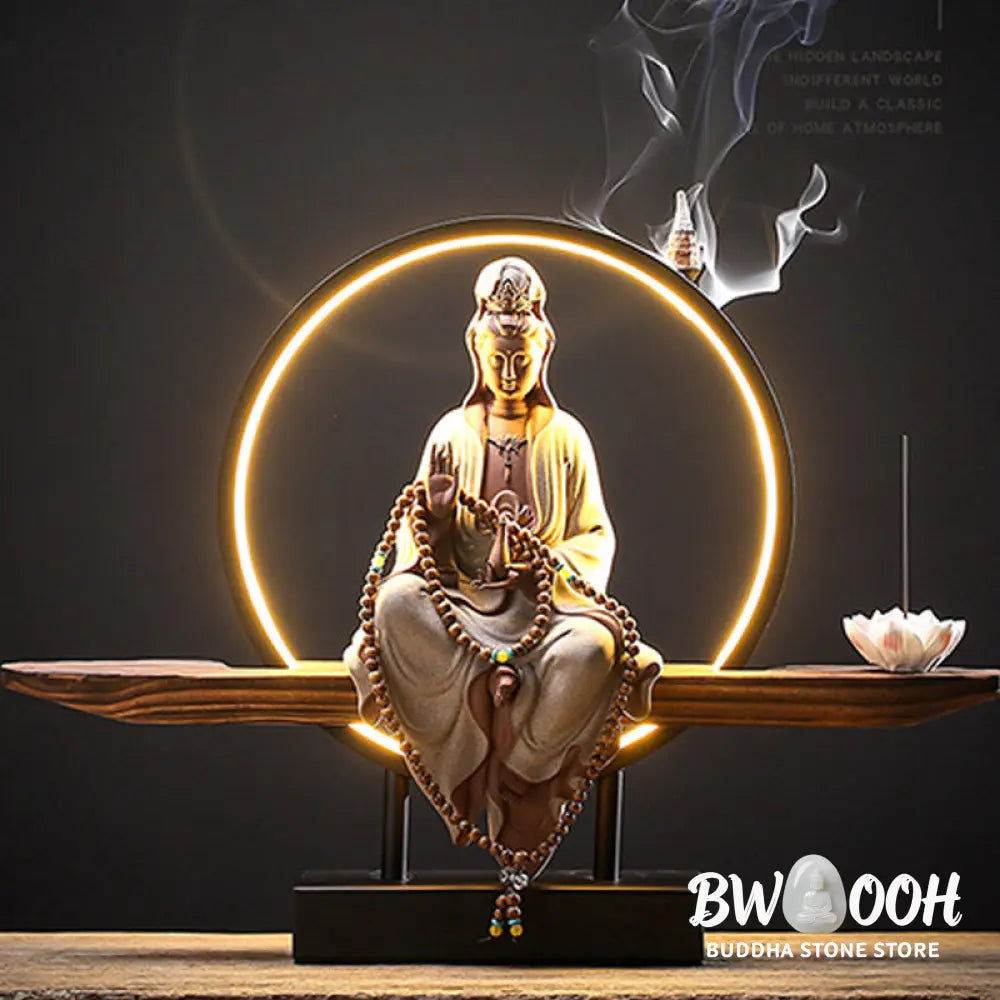BWOOOH Buddha Avalokitesvara Ceramic Lotus Relaxation Incense Burner Decoration - Decorations Incense Burner
