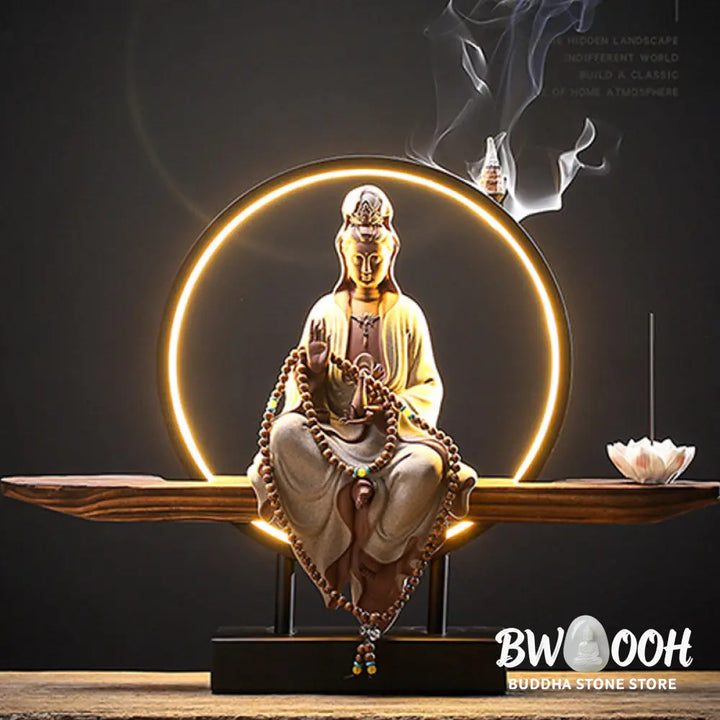 BWOOOH Buddha Avalokitesvara Ceramic Lotus Relaxation Incense Burner Decoration - Decorations Incense Burner